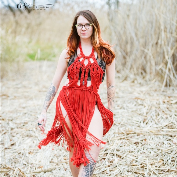 Handmade Macrame Crochet Dress Shibari Cut Out Designer Fashion Week - Picture 3 of 12